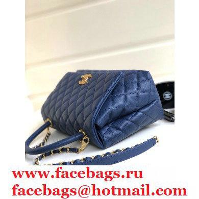 Chanel Coco Handle Medium Flap Bag Navy Blue with Top Handle A92991