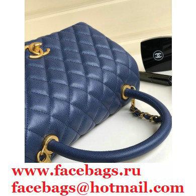 Chanel Coco Handle Medium Flap Bag Navy Blue with Top Handle A92991