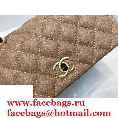 Chanel Coco Handle Small Flap Bag Beige/Burgundy with Lizard Top Handle A92990 Top Quality 7147