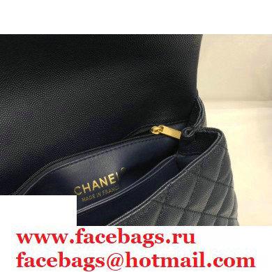 Chanel Coco Handle Small Flap Bag Navy Blue/Burgundy with Lizard Top Handle A92990 Top Quality 7147