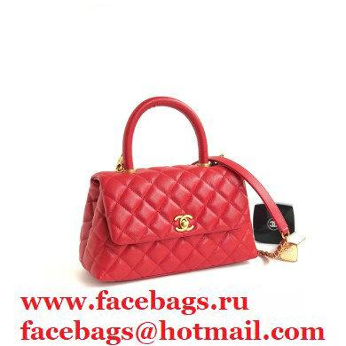 Chanel Coco Handle Small Flap Bag Red with Top Handle A92990