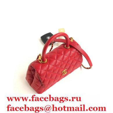 Chanel Coco Handle Small Flap Bag Red with Top Handle A92990