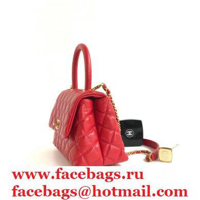 Chanel Coco Handle Small Flap Bag Red with Top Handle A92990