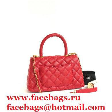 Chanel Coco Handle Small Flap Bag Red with Top Handle A92990