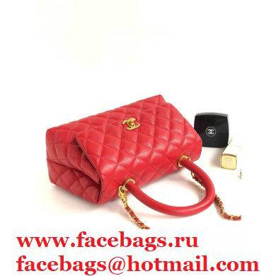 Chanel Coco Handle Small Flap Bag Red with Top Handle A92990