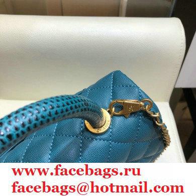 Chanel Coco Handle Small Flap Bag Turquoise Blue with Lizard Top Handle A92990 Top Quality 7147