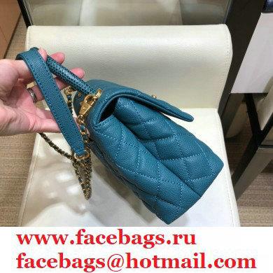 Chanel Coco Handle Small Flap Bag Turquoise Blue with Lizard Top Handle A92990 Top Quality 7147