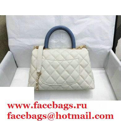 Chanel Coco Handle Small Flap Bag White/Blue with Lizard Top Handle A92990 Top Quality 7147