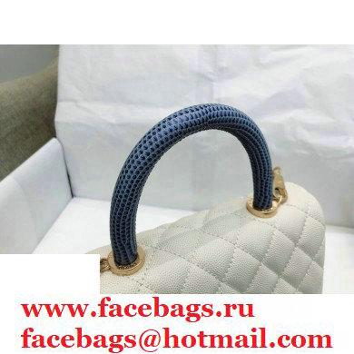 Chanel Coco Handle Small Flap Bag White/Blue with Lizard Top Handle A92990 Top Quality 7147