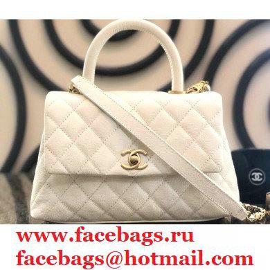 Chanel Coco Handle Small Flap Bag White with Top Handle A92990