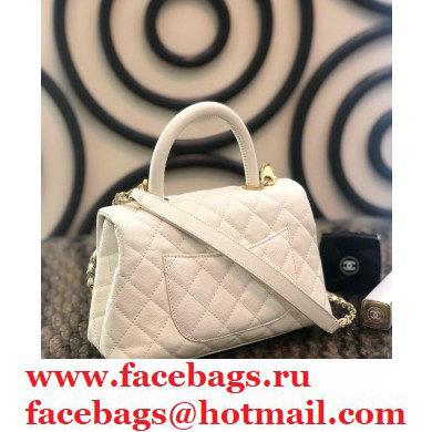 Chanel Coco Handle Small Flap Bag White with Top Handle A92990