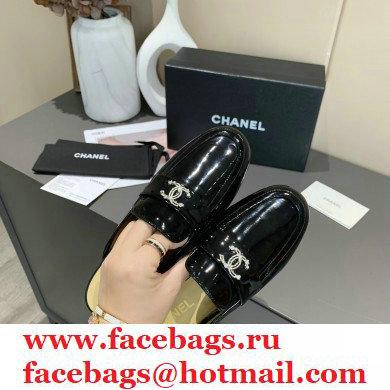 Chanel Crystal CC Logo Mules Patent Black 2020