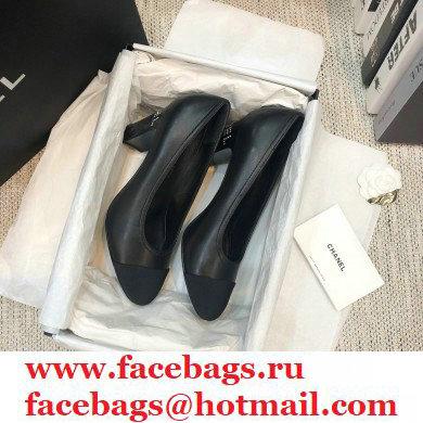 Chanel Crystal Logo Heel 8.5cm Pumps Black 2020