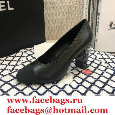 Chanel Crystal Logo Heel 8.5cm Pumps Black 2020