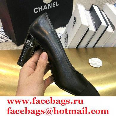 Chanel Crystal Logo Heel 8.5cm Pumps Black 2020