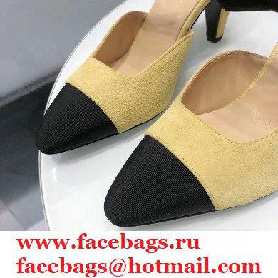 Chanel Heel 8cm Pumps with Bow Strap G36360 Suede Beige 2020