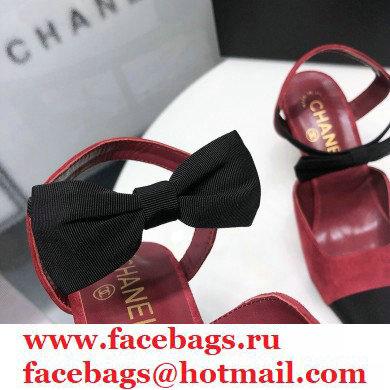 Chanel Heel 8cm Pumps with Bow Strap G36360 Suede Burgundy 2020