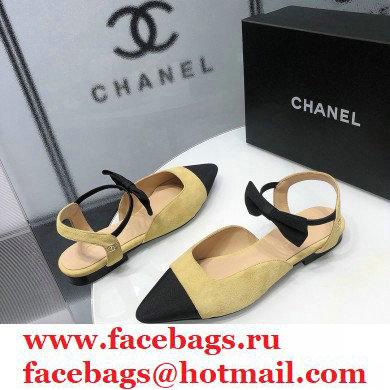 Chanel Mary Janes with Bow Strap G36361 Suede Beige 2020