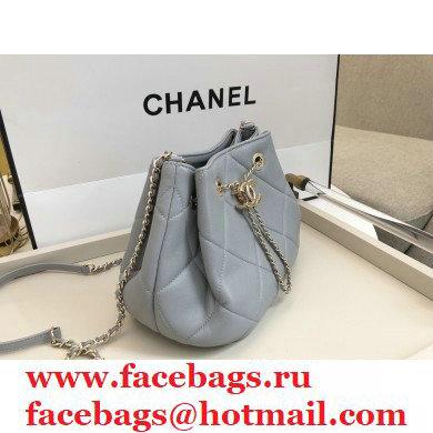 Chanel Quilted Small Drawstring Bucket Bag AS1801 Gray 2020