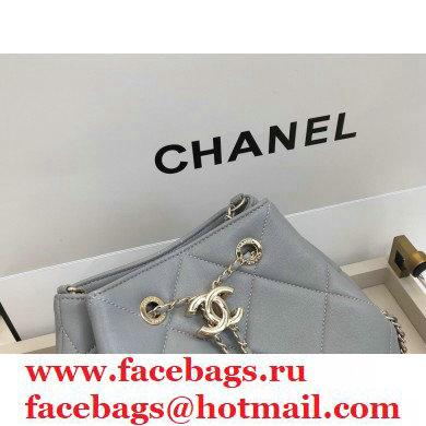 Chanel Quilted Small Drawstring Bucket Bag AS1801 Gray 2020