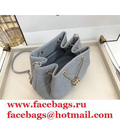 Chanel Quilted Small Drawstring Bucket Bag AS1801 Gray 2020