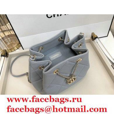 Chanel Quilted Small Drawstring Bucket Bag AS1801 Gray 2020