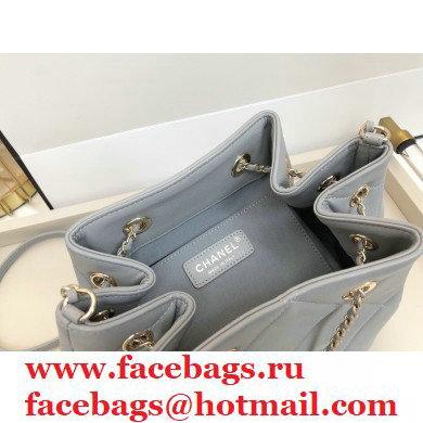 Chanel Quilted Small Drawstring Bucket Bag AS1801 Gray 2020