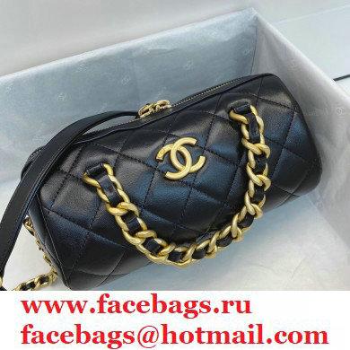 Chanel Shiny Lambskin Small Bowling Bag AS1899 Black 2020