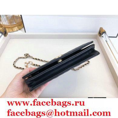 Chanel Wallet on Chain WOC Bag Black with Pearls Chain 2020