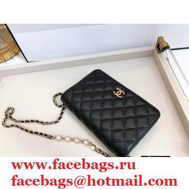 Chanel Wallet on Chain WOC Bag Black with Pearls Chain 2020