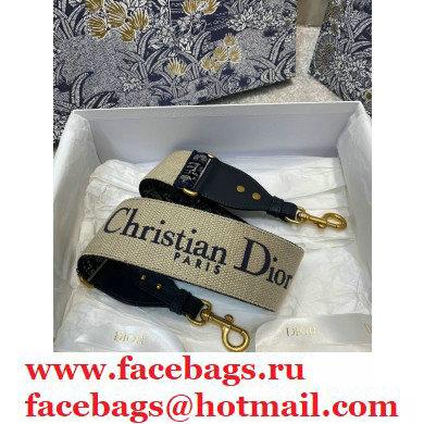 DIOR Blue Dior Oblique Embroidered Velvet Shoulder Strap 2020