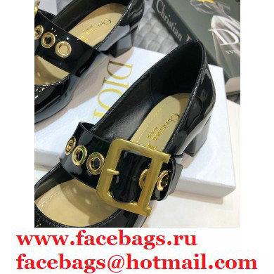 Dior Heel 3.5cm D-Dior Ballet Pumps Patent Black 2020