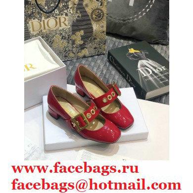 Dior Heel 3.5cm D-Dior Ballet Pumps Patent Red 2020