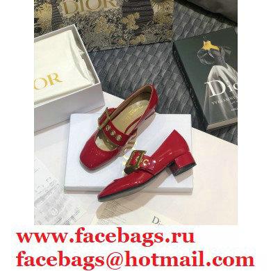 Dior Heel 3.5cm D-Dior Ballet Pumps Patent Red 2020