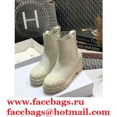 Dior Heel 3.5cm Rubber and Calfskin DiorIron Ankle Boots White 2020