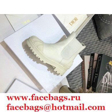 Dior Heel 3.5cm Rubber and Calfskin DiorIron Ankle Boots White 2020