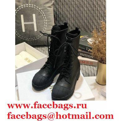 Dior Heel 3.5cm Rubber and Calfskin DiorIron Lace-up Boots Black 2020