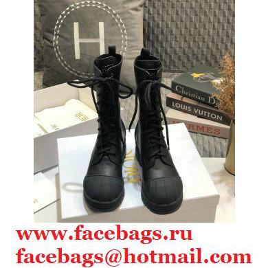 Dior Heel 3.5cm Rubber and Calfskin DiorIron Lace-up Boots Black 2020