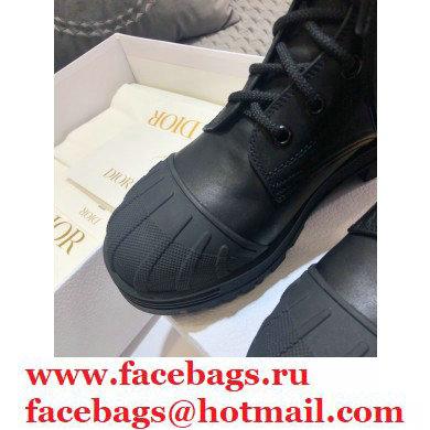 Dior Heel 3.5cm Rubber and Calfskin DiorIron Lace-up Boots Black 2020