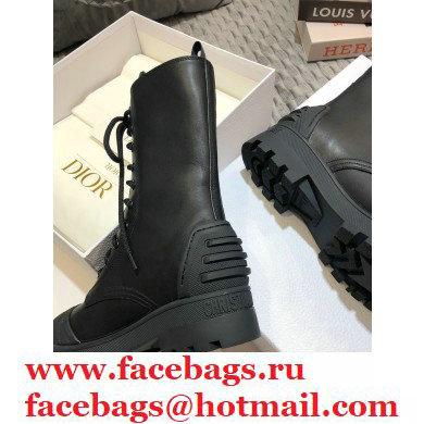 Dior Heel 3.5cm Rubber and Calfskin DiorIron Lace-up Boots Black 2020