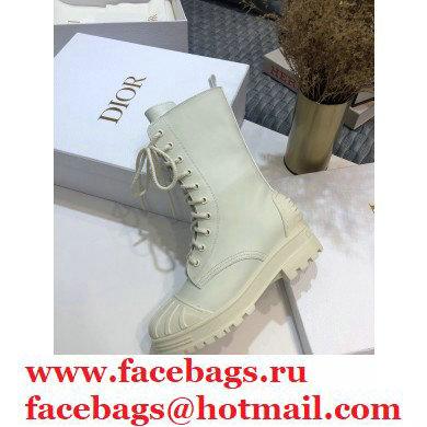 Dior Heel 3.5cm Rubber and Calfskin DiorIron Lace-up Boots White 2020