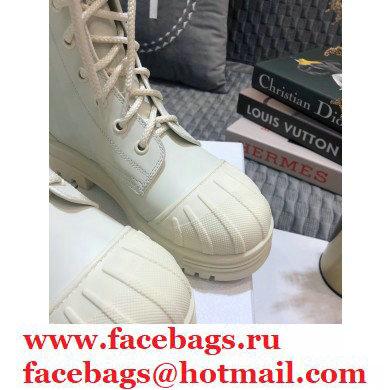 Dior Heel 3.5cm Rubber and Calfskin DiorIron Lace-up Boots White 2020