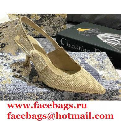 Dior Heel 6.5cm J'Adior Metallic Thread Embroidered Slingback Pumps Beige 2020