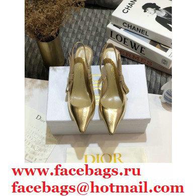 Dior Heel 6.5cm Rhinestone J'Adior Slingback Pumps Metallic Gold 2020