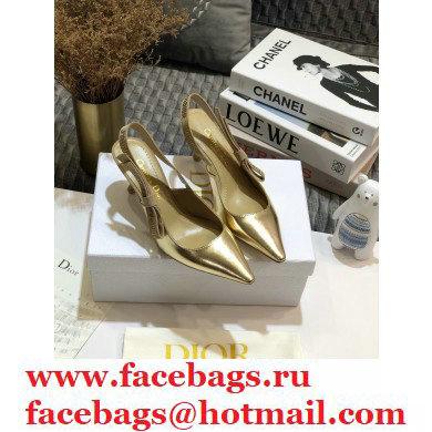 Dior Heel 6.5cm Rhinestone J'Adior Slingback Pumps Metallic Gold 2020