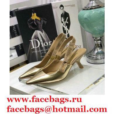 Dior Heel 6.5cm Rhinestone J'Adior Slingback Pumps Metallic Gold 2020