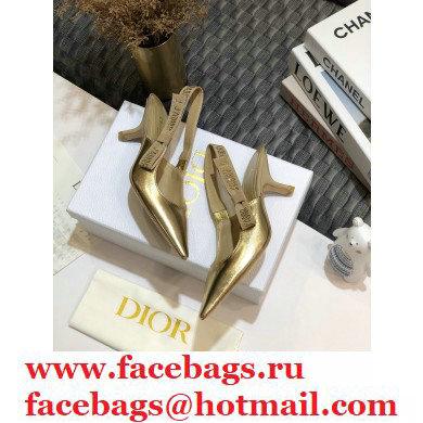 Dior Heel 6.5cm Rhinestone J'Adior Slingback Pumps Metallic Gold 2020