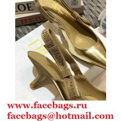 Dior Heel 6.5cm Rhinestone J'Adior Slingback Pumps Metallic Gold 2020