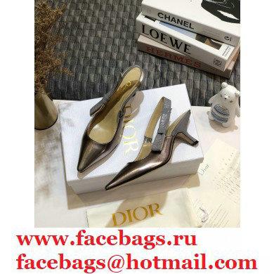 Dior Heel 6.5cm Rhinestone J'Adior Slingback Pumps Metallic Silver 2020