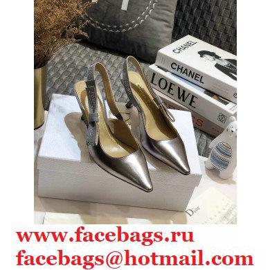 Dior Heel 6.5cm Rhinestone J'Adior Slingback Pumps Metallic Silver 2020